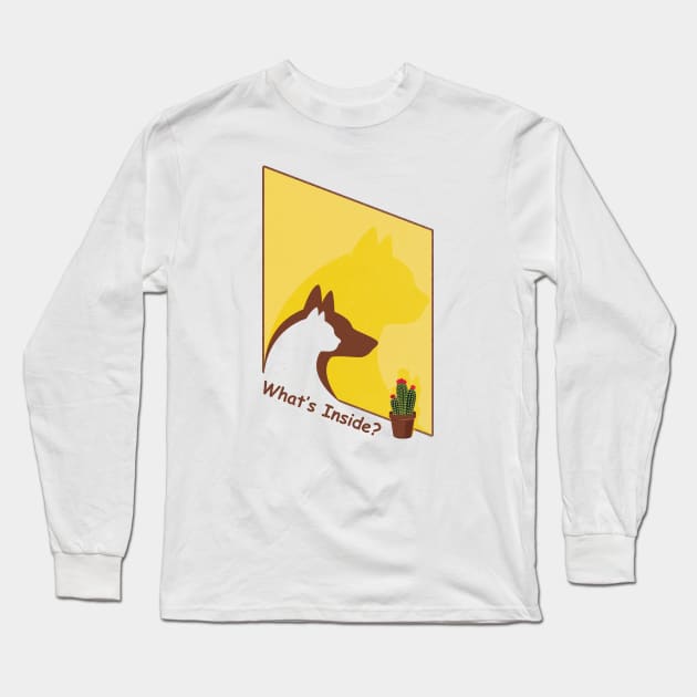 Cat And Dog: What's Inside Long Sleeve T-Shirt by POD Anytime